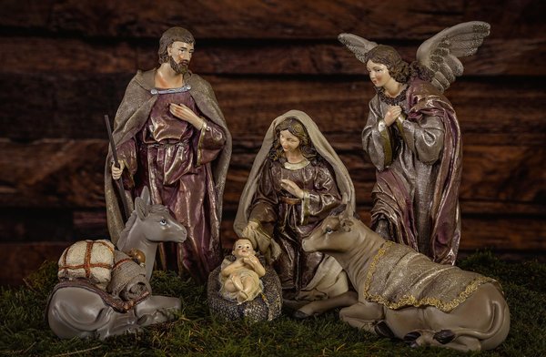 Traditional Nativity scene with handcrafted figurines, iconic of Christmas in Naples, San Gregorio Armeno.