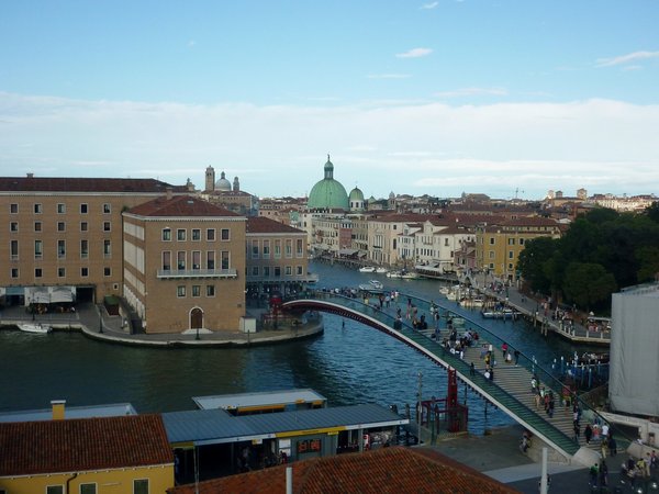 The Ponte della Costituzione, Santiago Calatrava's glass-and-steel bridge crossing the Grand Canal in Venice.
